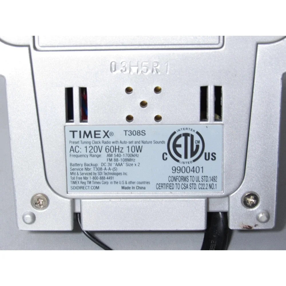 Timex Digital Clock Radio Silver Black Nature Sounds Auto Set‎